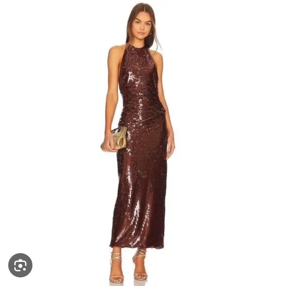 Ronny Kobo Collection Chocolate Sequin Dress Alix Gown Size Medium